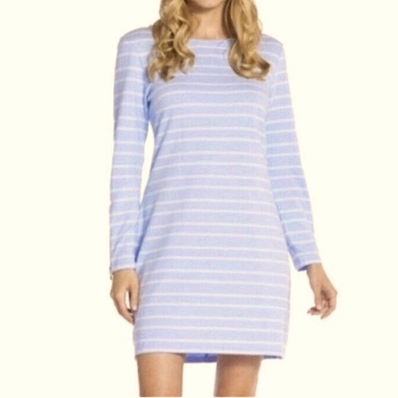 Sail to Sable dress - light blue/white stripe long sleeve casual lightweight - Picture 2 of 10